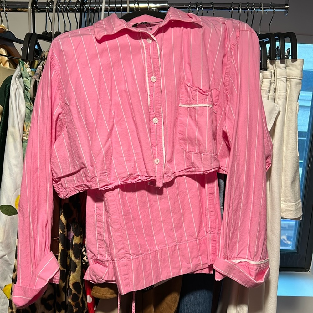 Zara Pink Pinstripe Size Large